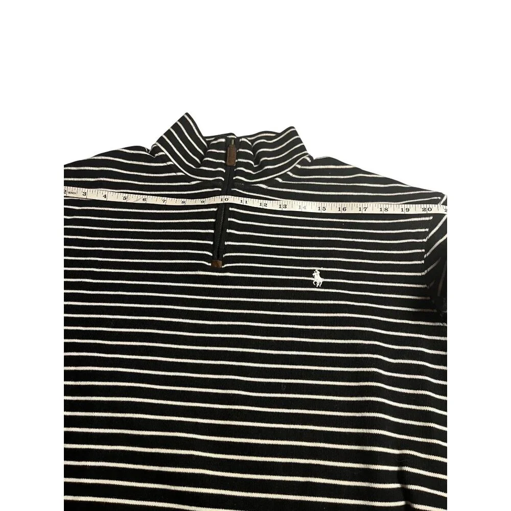 Polo Ralph Lauren 1/4 Zip Striped Black/White Pullover Mens XXL Cotton preppy